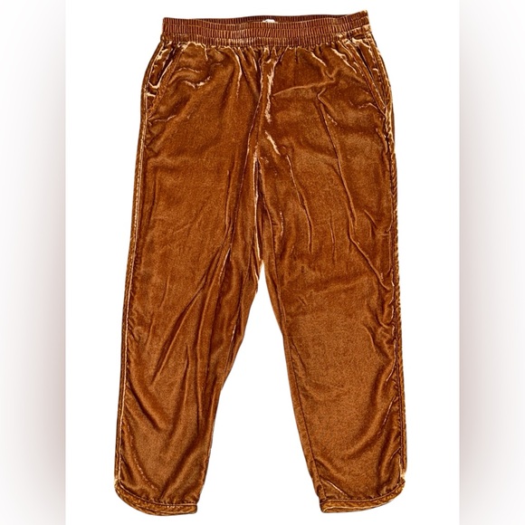 Madewell Burnt Orange Velvet Cropped Track Pants, Medium - Picture 1 of 6
